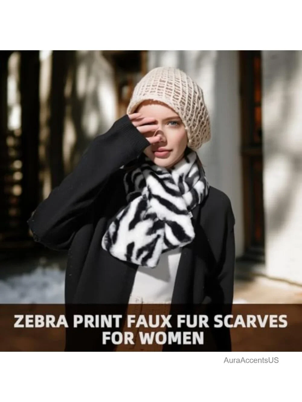 Faux Fur Collar Winter Scarf Women Neck Warmer Loop Scarf
